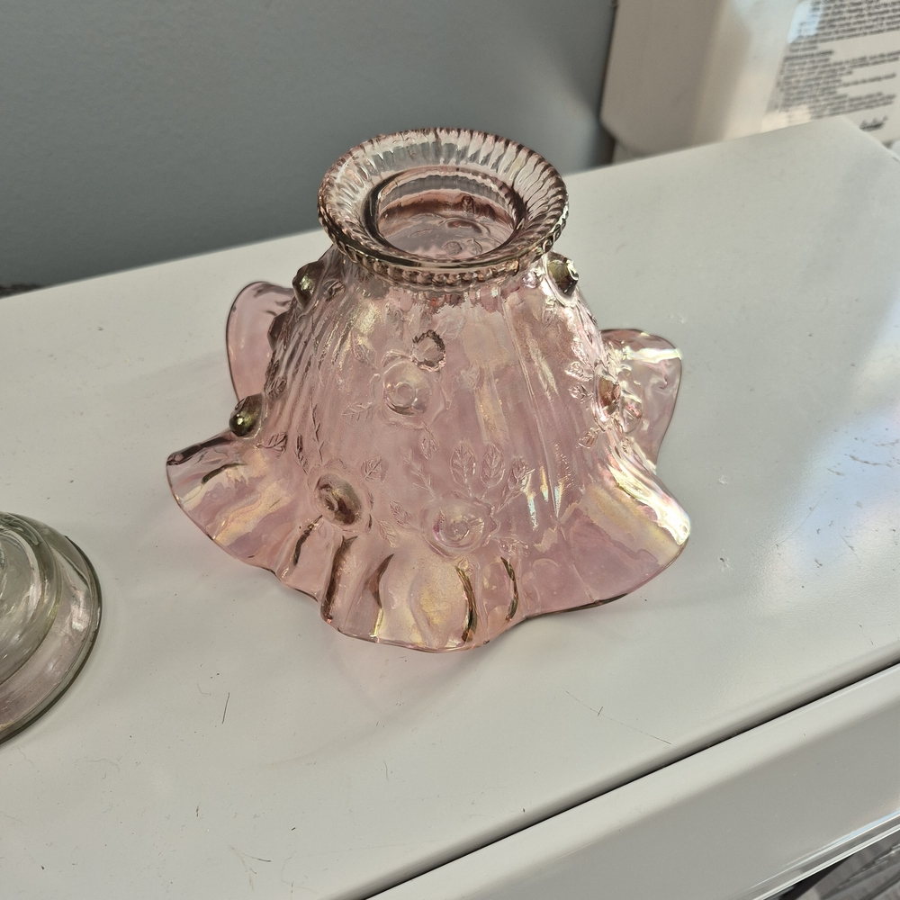 Fenton/homco Vintage Dusty Irridecent Rose Fairy Lamp - Picture 3 of 9